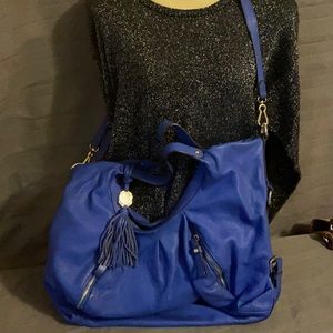 Bright Blue Leather Vince Camuto Shoulder Bag